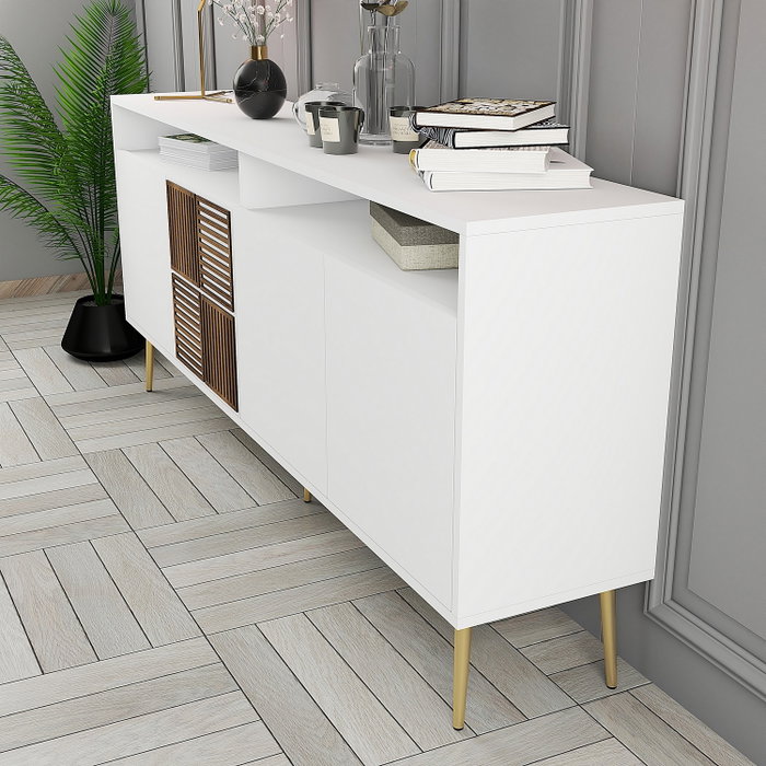 Hanah Home Milan Consola Blanco y Dorado